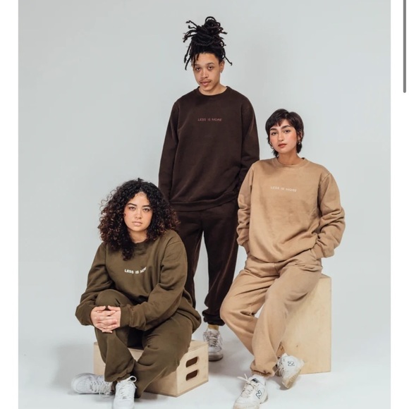 Less is More sweats SET XL sweatshirt sweatpants LessisMore tan lounge embroider - Picture 6 of 16